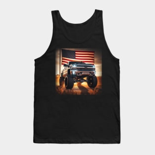 Chevrolet Silverado and The American Flag by Gas Autos Tank Top